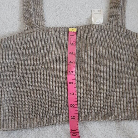 Anthropologie NWT Women's Size S Gray Brown Knit Sweater Cropped Cozy Tank Top - Picture 9 of 11